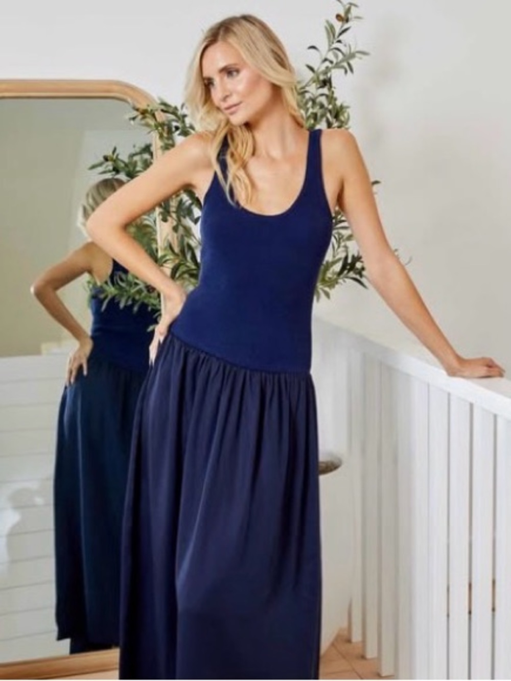 dh NEW YORK The Porto Navy Scoop Neck Maxi Dress